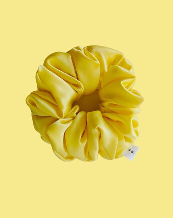 Gumka jedwabna, scrunchie, frotka cytrynowa aura MAXI, Capillum