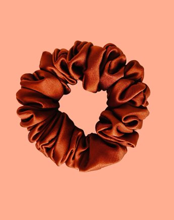 Gumka jedwabna, scrunchie, frotka miedziana brązowa MIDI, Capillum