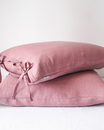 Lniana Poszewka Troczki DUSTY PINK, so linen!