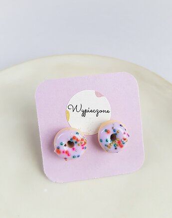 Kolczyki sztyfty wrzosowe donuts z posypką, Wypieczone