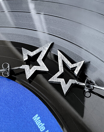 Srebrne kolczyki wkrętki Gwiazdki Rockstar dark, wersja mniejsza, SHAMBALA