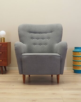 Fotel szary, skandynawski design, produkcja: Dania, Przetwory design
