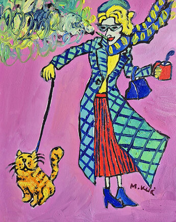 Obraz ręcznie malowany kolorowy obraz  portret babci, alice oil on canvas