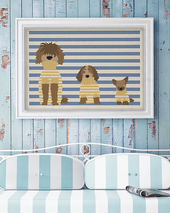 Psy w swetrach - plakat fine art, minimalmill