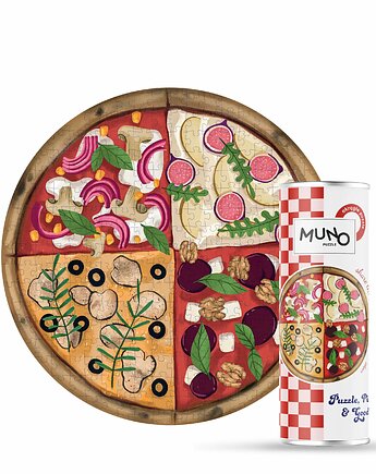 Puzzle 500 okrągłe "Pizza Wege" by Gosia Zych w tubie, MUNO puzzle