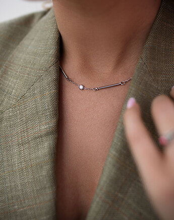 Srebrny naszyjnik z okrągłymi cyrkoniami ze stali chirurgicznej premium Parai, Paraiso