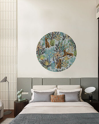 Dots Gold Tigers Light Blue - samoprzylepna tapeta w kształcie koła, wallcolors
