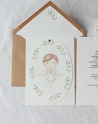 Aniołek. Zaproszenia komunijne dla chłopca, papierkarnia