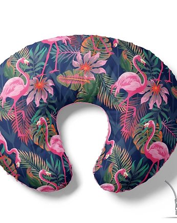Poduszka rogal do karmienia Flamingi na granacie, Baby Love Decor