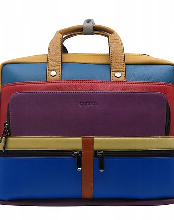 Aktówka torba na laptopa skórzana rączki regulowany pasek kieszenie OLIVKA, Olivka Warsaw