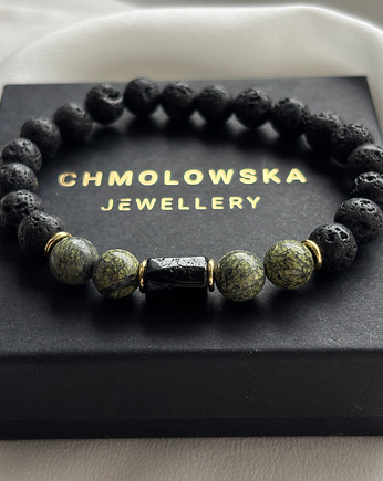 Bransoletka  męska Serpentynit i Turmalin, Chmolowska Jewellery