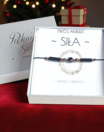Amulet - SIŁA - świąteczne pudełko - ONYKS, HEMATYT, kaktusia