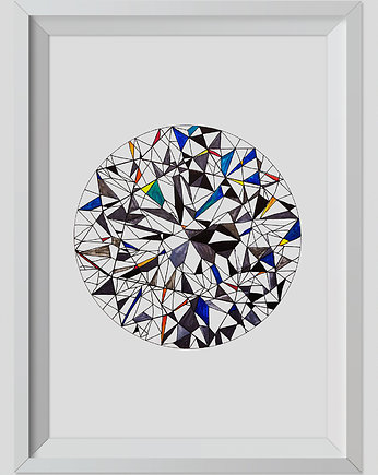 Rysunek Diament Grafika 40x30cm + biała rama, ŁUKASZ KROKOSZ ART