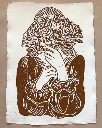 Linoryt -  bukiet piwonii, Mint In Paper