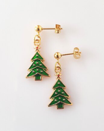 Kolczyki Zielone Choinki Sztyfty, Mitsu