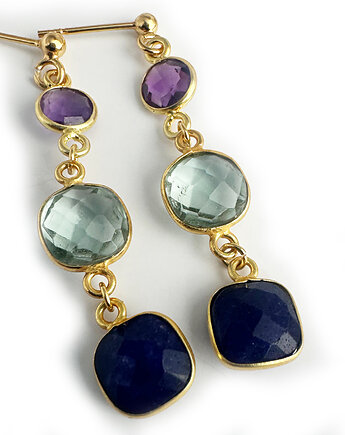 VIOLET NIGHT- kolczyki kamienie szlachetne srebro pozłacane, Anemon Atelier