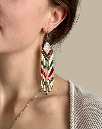 Świąteczne kolczyki wiszące z frędzlami, Mavipoppy