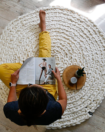 Okrągły pleciony dywan do tipi 100% wełna, PANAPUFA