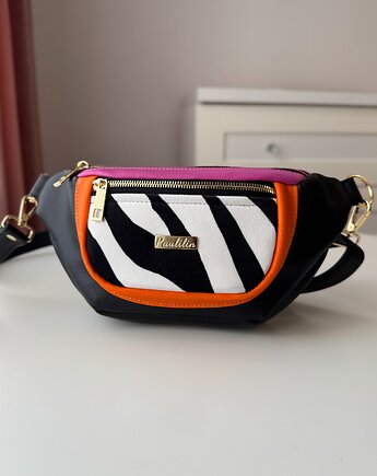 Nerka Samba zebra fuksja pomarańcz z kieszonką, paulilin.style