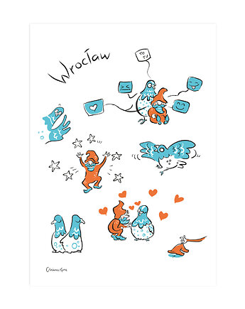 Plakat A4 Wrocław Krasnale, Gliniana Kura