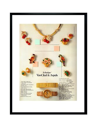 Plakat Oprawiona reklama biżuterii Van Cleef & Arpels Joailliers 1990 r, RiskyWalls