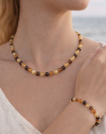 Komplet biżuterii z bursztynu - Naszyjnik i bransoletka z bursztynu, AmberMal