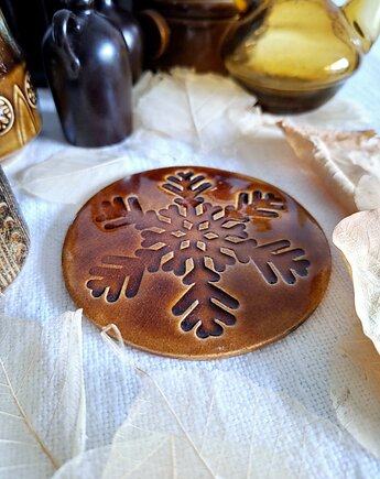 Ceramiczna ozdoba świąteczna płatek śniegu, Wooden Love