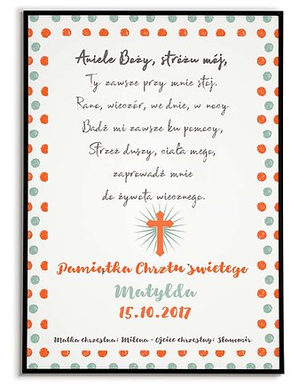 PLAKAT personalizowany metryczka z okazji CHRZTU ŚW. dla dziecka, Bajkowe Obrazki