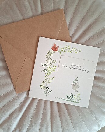 Kartka z okazji Pierwszej Komunii Świętej, rozrysowane