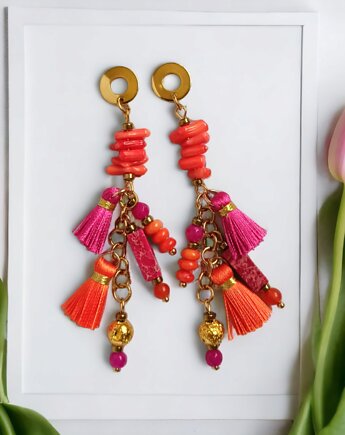 Energetyczne kolczyki Boho : długie i fikuśne, kaktusia