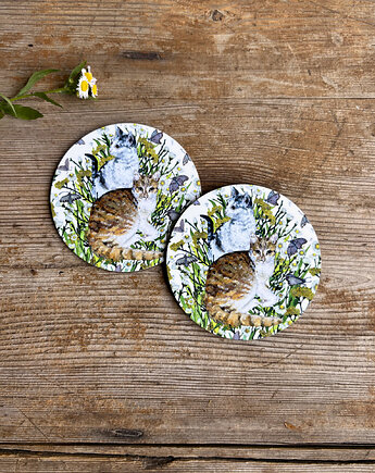 Podkładki pod kubek- Kotki dwa- Zwierzaki- ilustracja, BOSKE