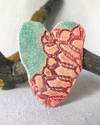 Ceramiczne serce z koronką - magnes rustykalny, Bea Fine Arts