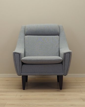 Fotel szary, duński design, lata 70, produkcja: Dania, Przetwory design