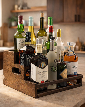 Przenośny regał John Paddle na butelki z drewna sosnowego z uchwytami - Brown, John Paddle