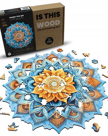 PUZZLE DREWNIANE NIEBIESKA MANDALA DUŻA 380 XXL, Wood You Do kreatywne puzzle