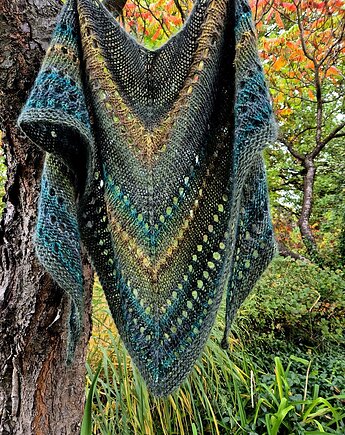 Jesień w lesie / chusta z Noro, agat handmade