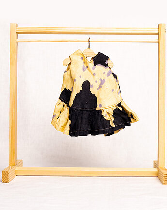 Sukienka lniana dla laki boho 37 cm łaciata żółta, LuluLino