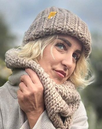 WOOLY Komplet czapka i komin beż, sploteka