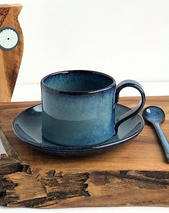 Filiżanka ceramiczna ze spodkiem  - Borówka, Ceramika Tyka