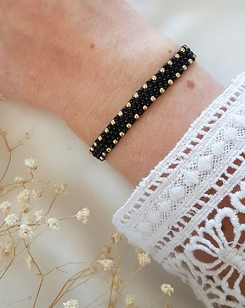 Czarna bransoletka w kropki, LEI handmade 