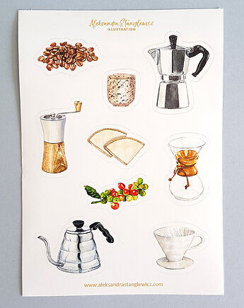 Kawa - naklejki do kalendarza, bullet journal, Aleksandra Stanglewicz