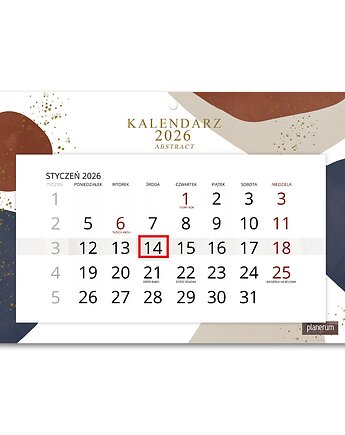 Kalendarz Ścienny Pojedynczy 2026 Abstract A4, Planerum