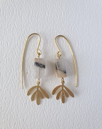 Kolczyki GARDEN OF EDEN  kwarc z turmalinem, mosiądz, iście małe złote, modesign