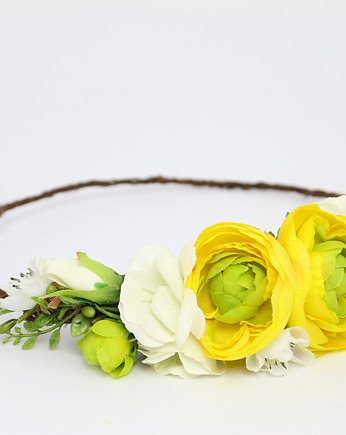Kwiatowy wianek na głowę żółte peonie, Lola White