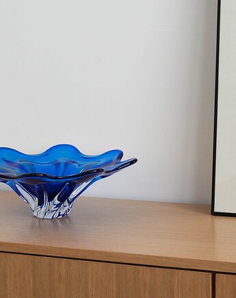 Misa kobaltowa kwiat, duński design, lata 70, produkcja: Dania, Przetwory design