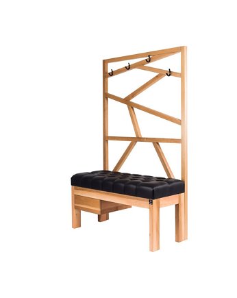 Ławka Szafka Pufa Pikowane Siedzisko Ekoskóra Czarny Wieszak LPP-72, EMRA WOOD DESIGN