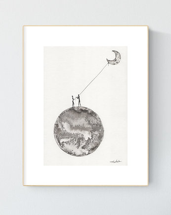 Obraz 21X30 malowany ręcznie na papierze, MiniMalArt