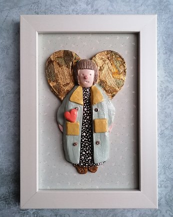 Ceramiczny aniołek w ramkach, Niebieski Zagajnik