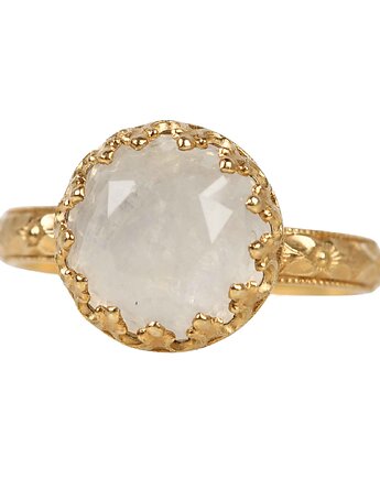 Złoty pierścionek Princess z kamieniem księżycowym w stylu Vintage, Blooming Stones