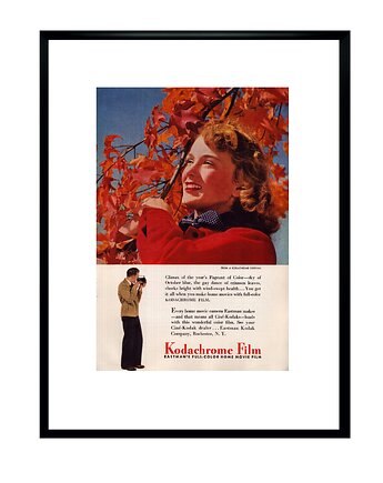 Plakat Oprawiona amerykańska reklama kamer Kodachrome-Film z 1941 r, RiskyWalls